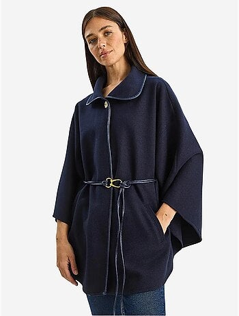 Manteau oversize en laine mélangée texturée à col veste lucci