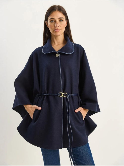 Manteau oversize en laine mélangée texturée à col veste lucci - Kiabi