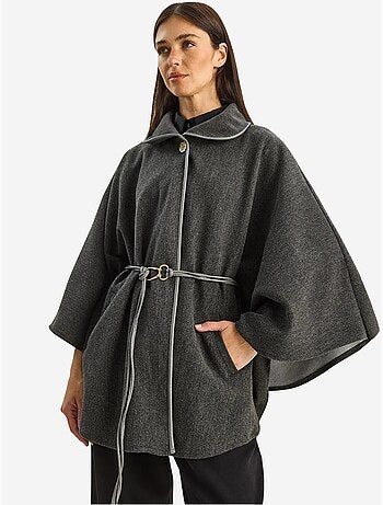 Manteau oversize en laine mélangée texturée à col veste lucci