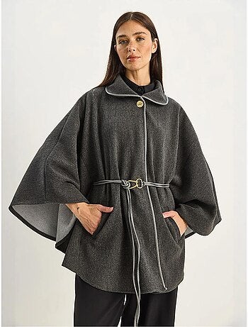 Manteau oversize en laine mélangée texturée à col veste lucci