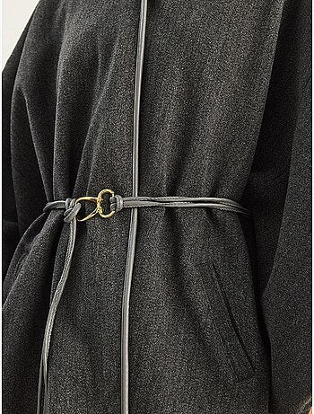 Manteau oversize en laine mélangée texturée à col veste lucci