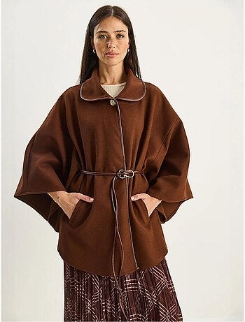 Manteau oversize en laine mélangée texturée à col veste lucci