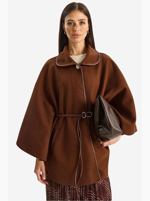 Manteau oversize en laine mélangée texturée à col veste lucci - Kiabi Manteau oversize en laine mélangée texturée à col veste lucci - Kiabi