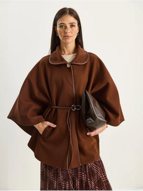 Manteau oversize en laine mélangée texturée à col veste lucci - Kiabi Manteau oversize en laine mélangée texturée à col veste lucci - Kiabi