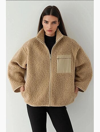 Manteau oversize en peluche avec col zippé hiccup