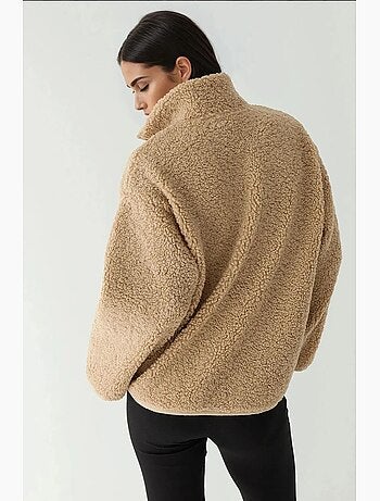 Manteau oversize en peluche avec col zippé hiccup