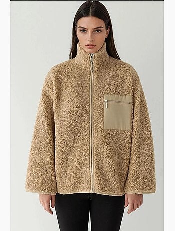 Manteau oversize en peluche avec col zippé hiccup