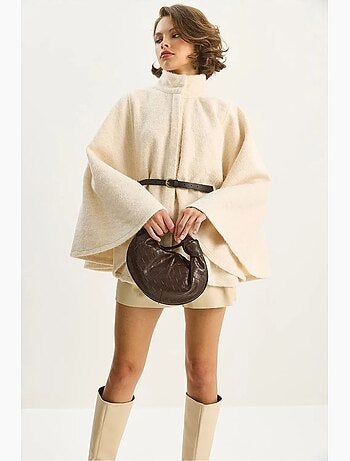 Manteau oversize long texturé avec fermeture à boutons lucci