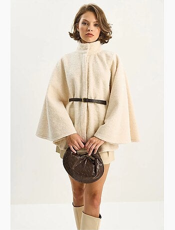 Manteau oversize long texturé avec fermeture à boutons lucci