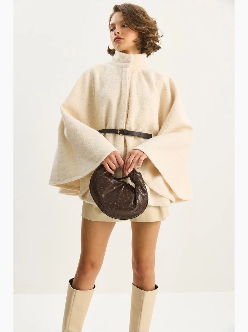 Manteau oversize long texturé avec fermeture à boutons lucci Beige argile - Kiabi
