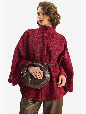 Manteau oversize long texturé avec fermeture à boutons lucci