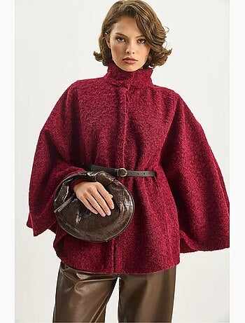 Manteau oversize long texturé avec fermeture à boutons lucci