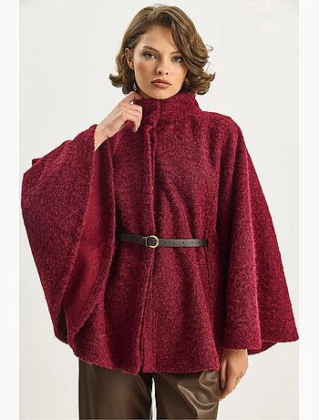 Manteau oversize long texturé avec fermeture à boutons lucci