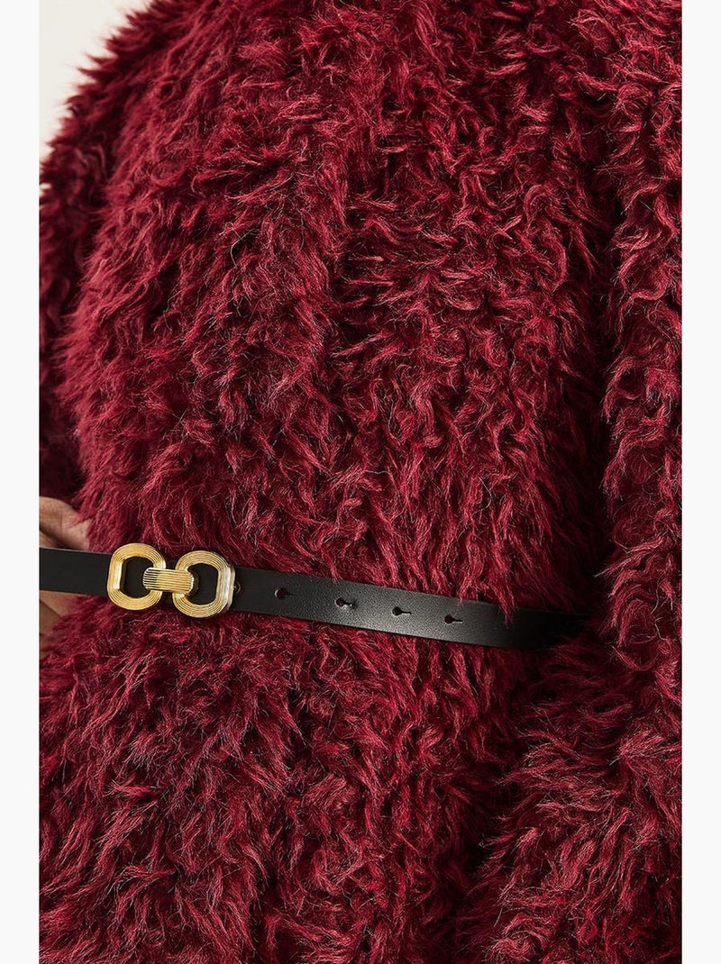 Manteau oversize texturé avec col veste lucci Rouge bordeaux - Kiabi