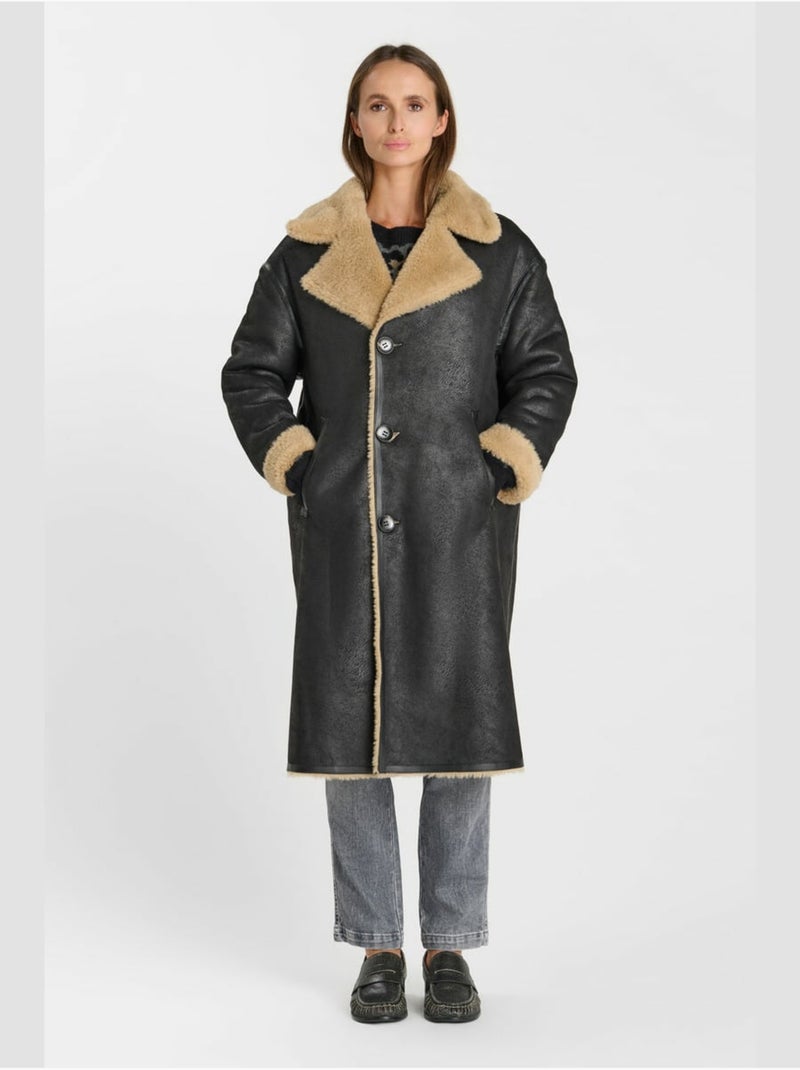 Manteau oxana 'le temps des cerises' Noir - Kiabi