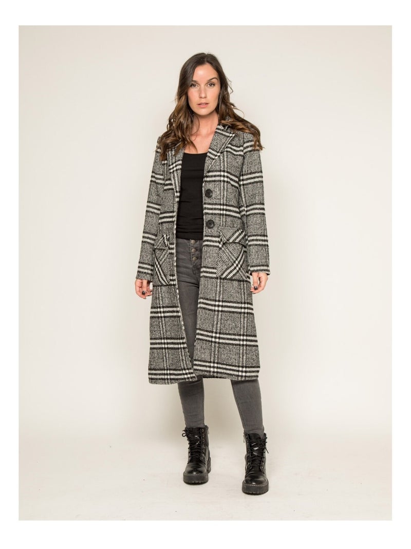 Manteau pardessus jacquard UTAWA Noir - Kiabi