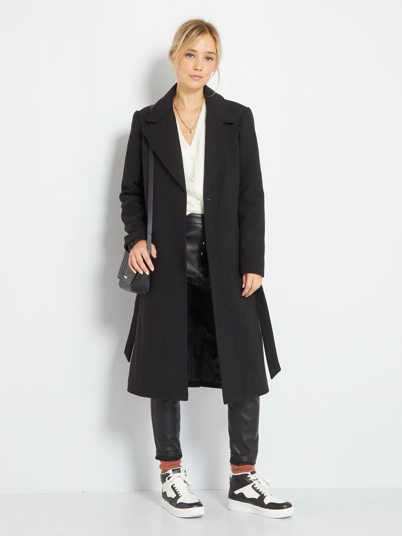 manteau laine noir long