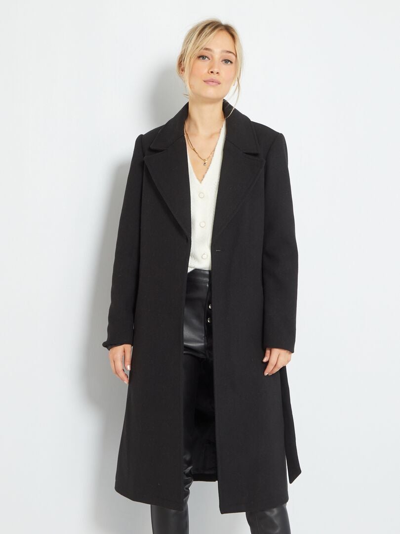 manteau noire femme long