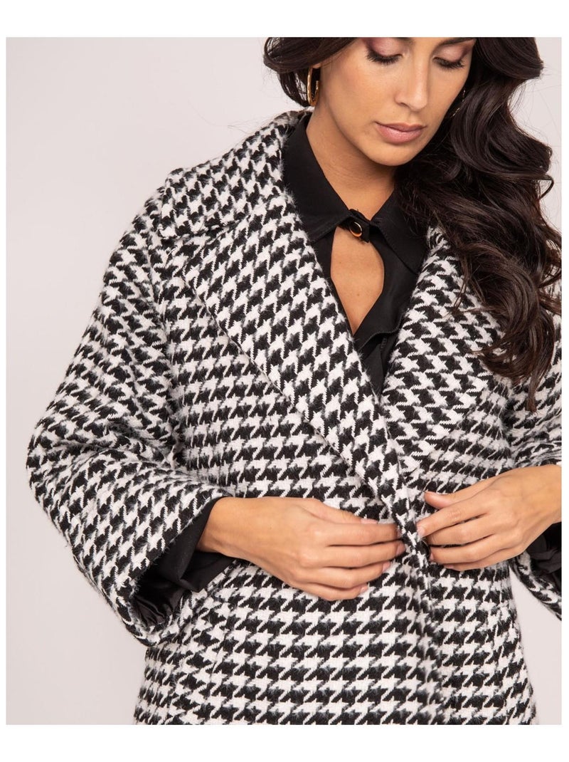 Manteau pied-de-poule UMAC Noir - Kiabi