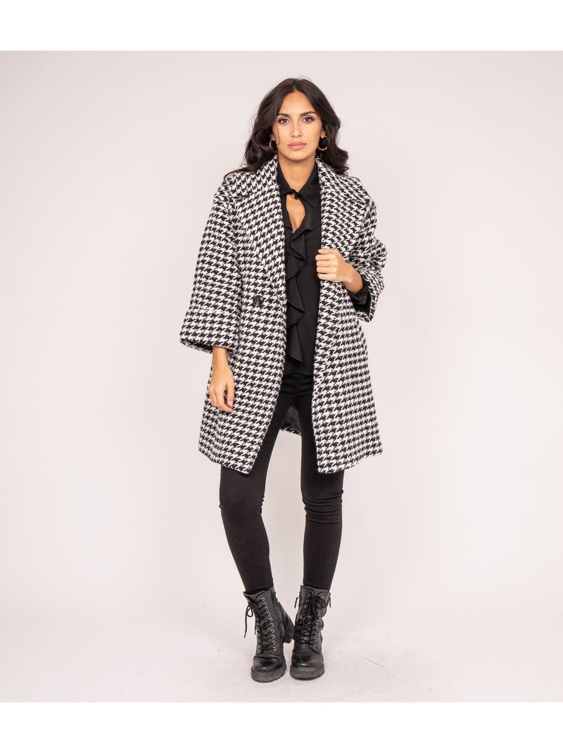 Manteau pied-de-poule UMAC Noir - Kiabi