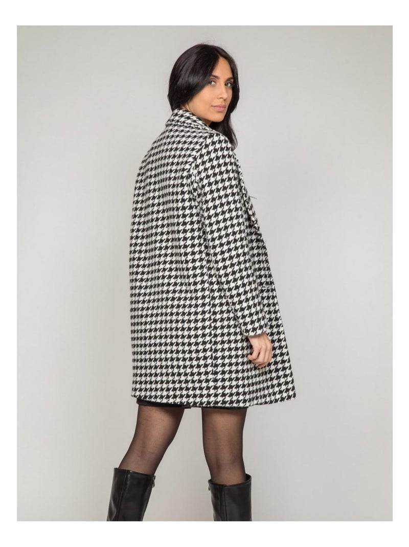 Manteau pied-de-poule URBAN Noir - Kiabi