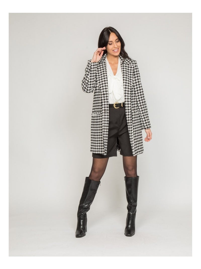 Manteau pied-de-poule URBAN Noir - Kiabi