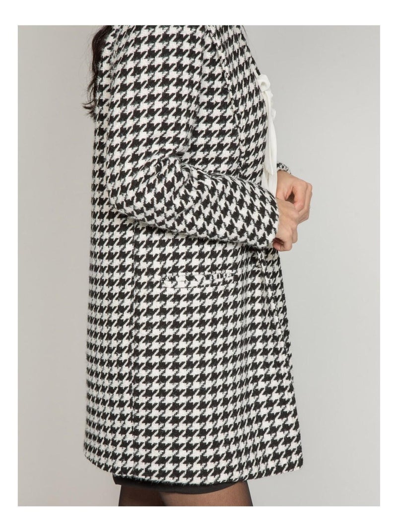 Manteau pied-de-poule URBAN Noir - Kiabi