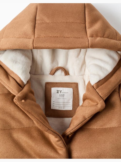 Manteau rembourré à capuche et doublure en peluche douce - Kiabi