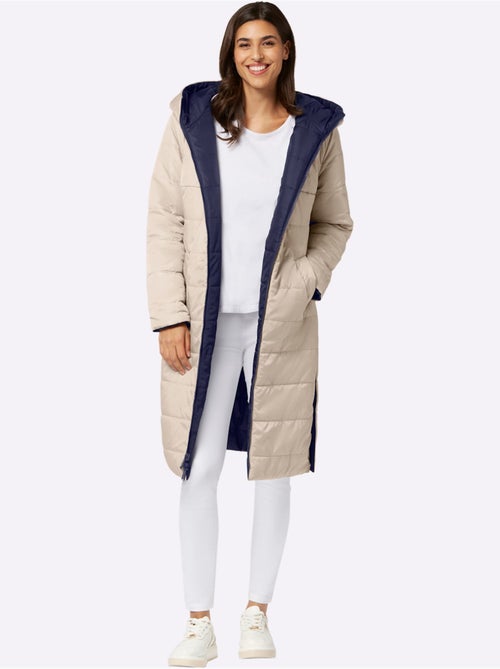 Manteau réversible à capuche avec poches et fentes réglables - Taille standard - Moda Vilona - Kiabi Manteau réversible à capuche avec poches et fentes réglables - Taille standard - Moda Vilona - Kiabi