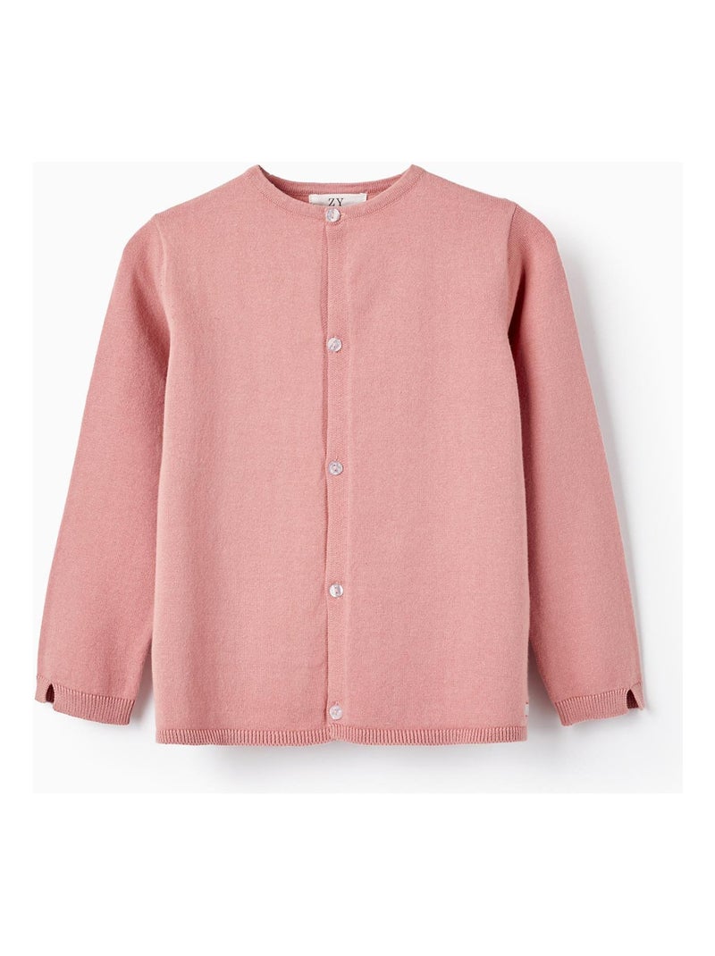 Manteau rose clair en maille de mélange de coton pour fille Rose clair - Kiabi