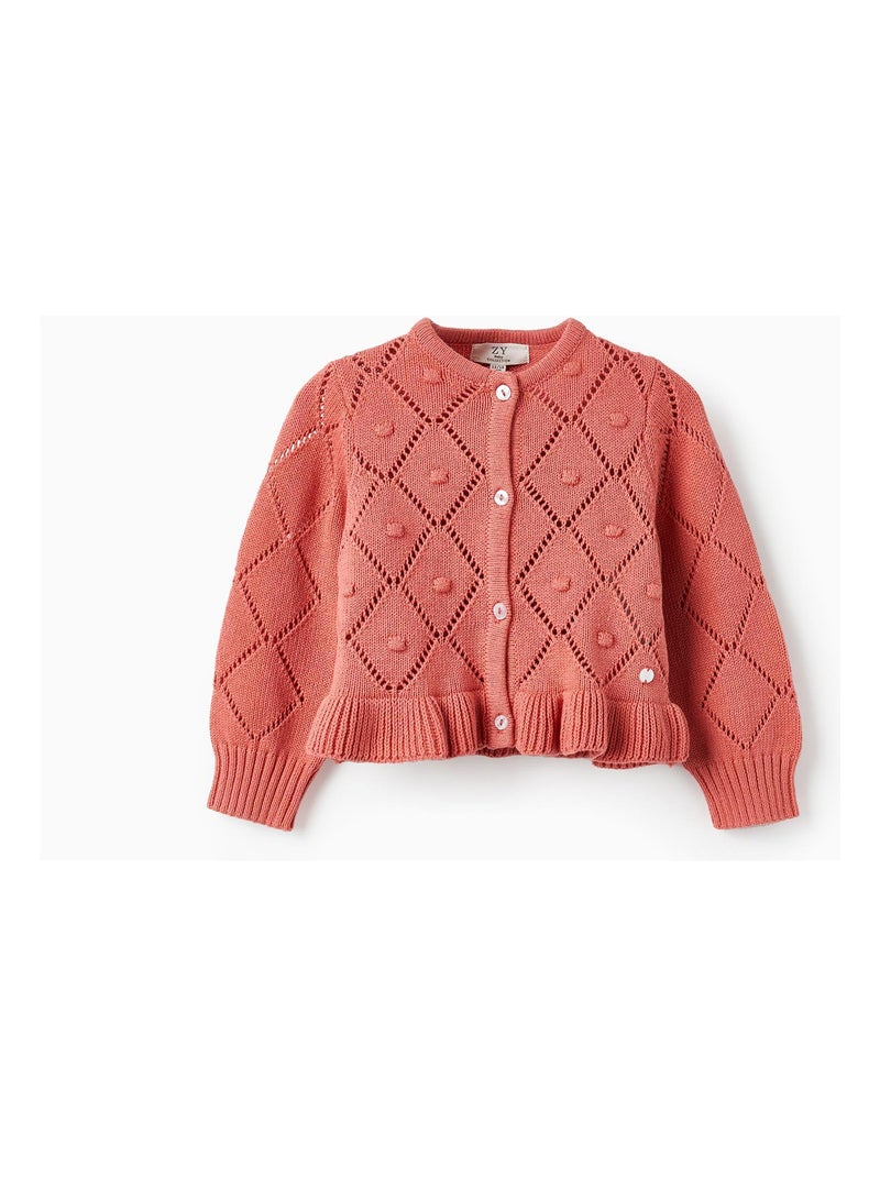 Manteau rose en maille 100% coton pour bébé fille Rose - Kiabi