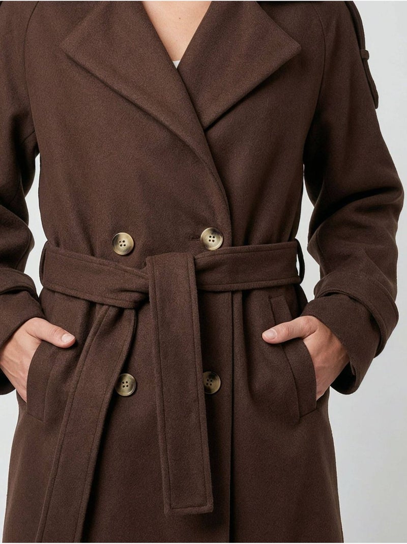 Manteau style trench long femme 'deeluxe' Marron - Kiabi