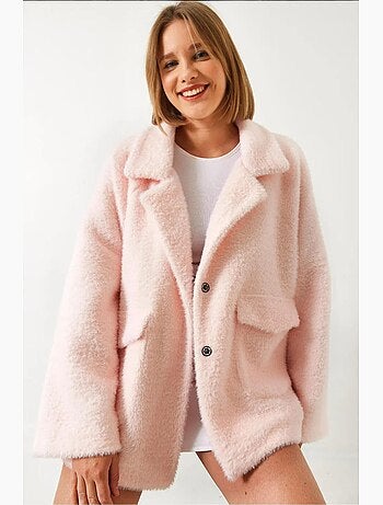 Manteau surdimensionné en fausse fourrure à double poche lucci