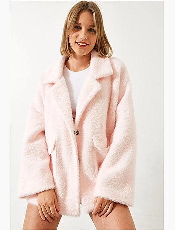 Manteau surdimensionné en fausse fourrure à double poche lucci
