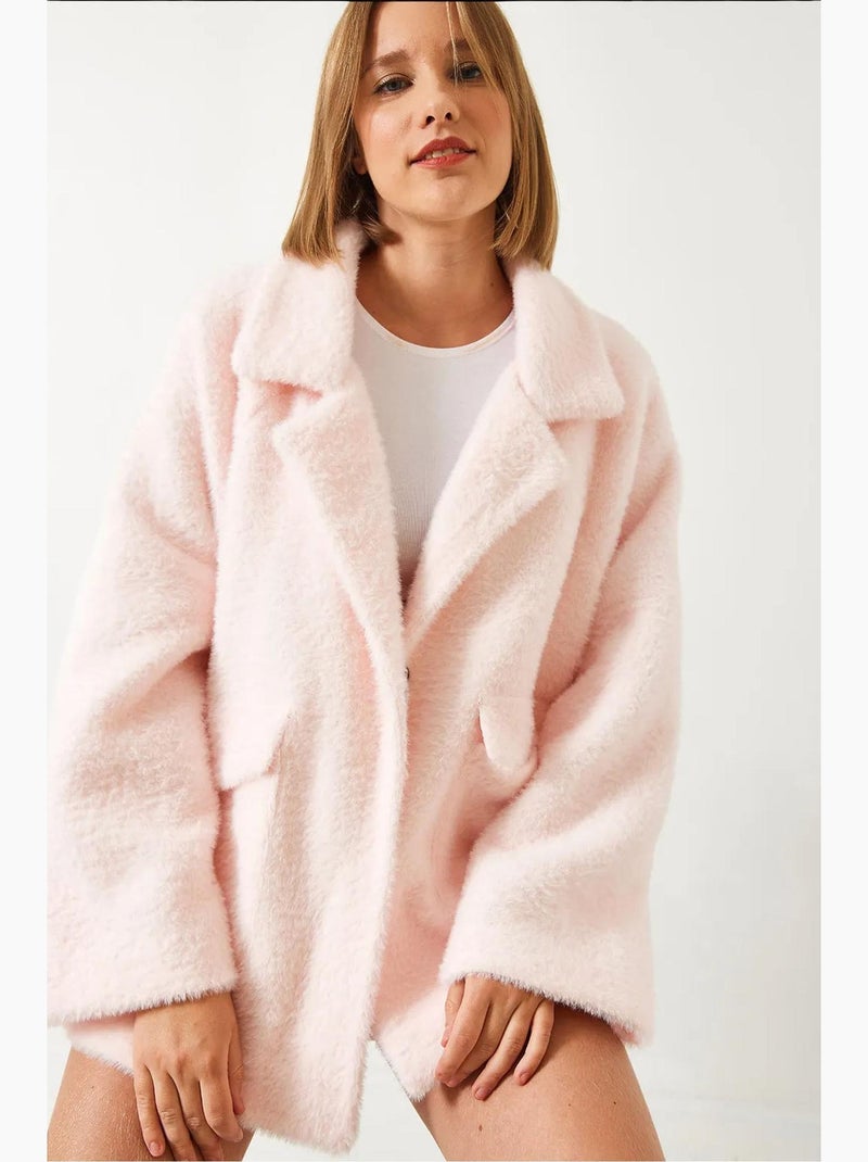 Manteau surdimensionné en fausse fourrure à double poche lucci Rose dragée - Kiabi