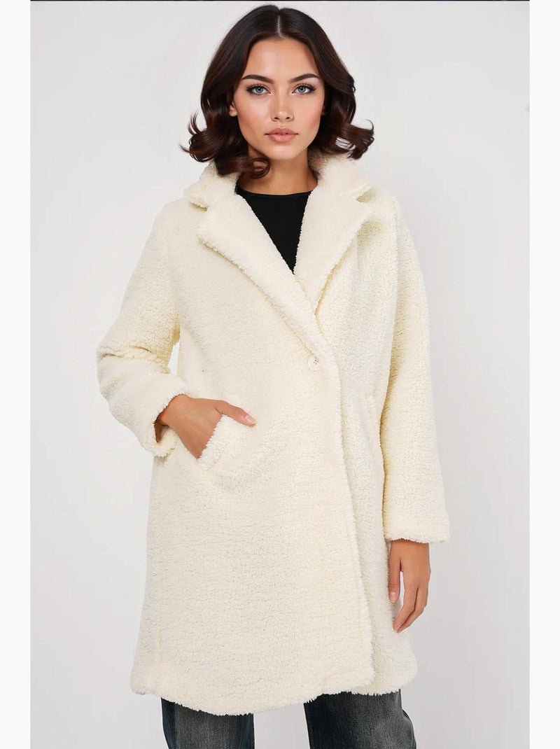 Manteau surdimensionné en fausse fourrure bdart Ivoire - Kiabi