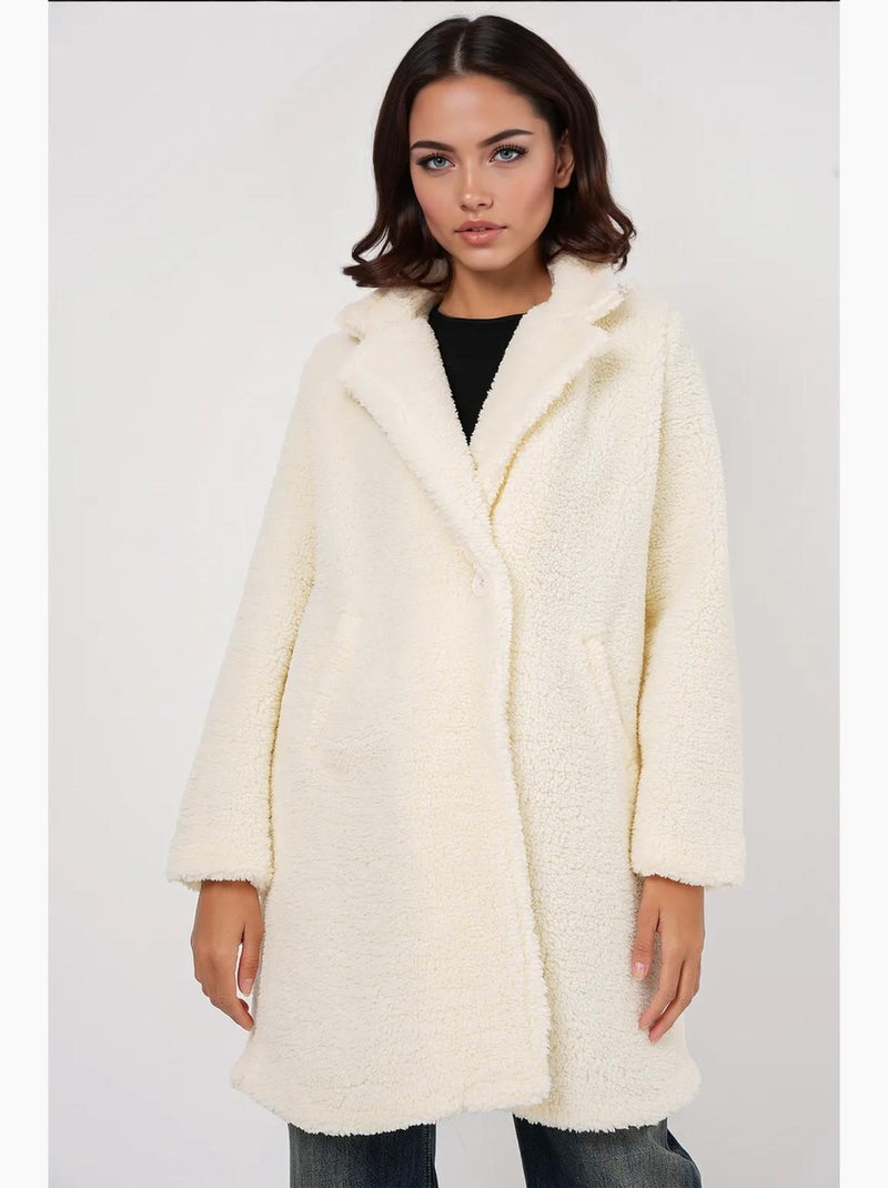 Manteau surdimensionné en fausse fourrure bdart Ivoire - Kiabi