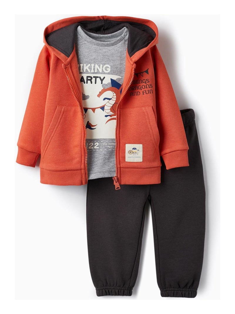 Manteau + T-Shirt + Pantalon pour Bébé Garçon 'Viking Party'   NORTHERN CALLING Orange clémentine - Kiabi