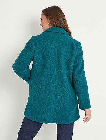 Manteau tissu bouclette mi-long boutonné - Afibel