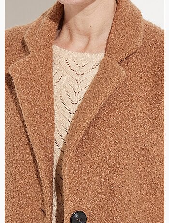 Manteau tissu bouclette mi-long boutonné - Afibel