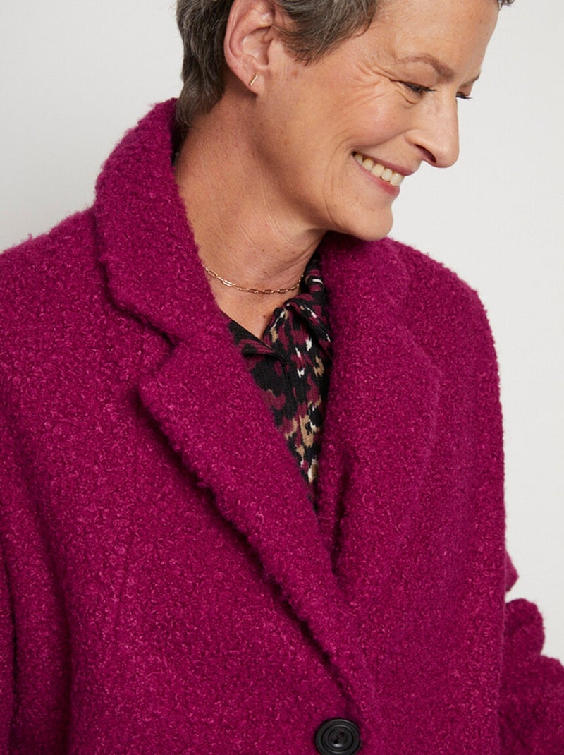 Manteau tissu bouclette mi-long boutonné - Afibel Camel - Kiabi