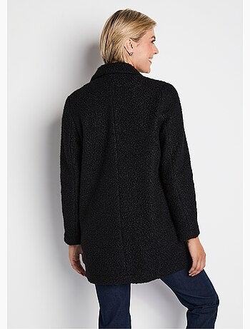 Manteau tissu bouclette mi-long boutonné - Afibel