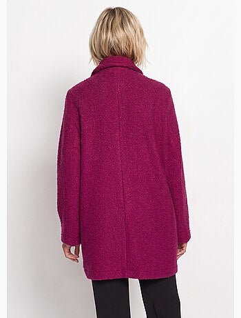 Manteau tissu bouclette mi-long boutonné - afibel