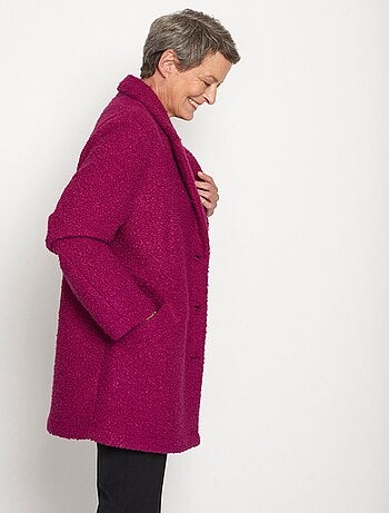 Manteau tissu bouclette mi-long boutonné - afibel