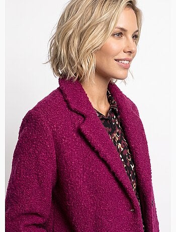 Manteau tissu bouclette mi-long boutonné - afibel
