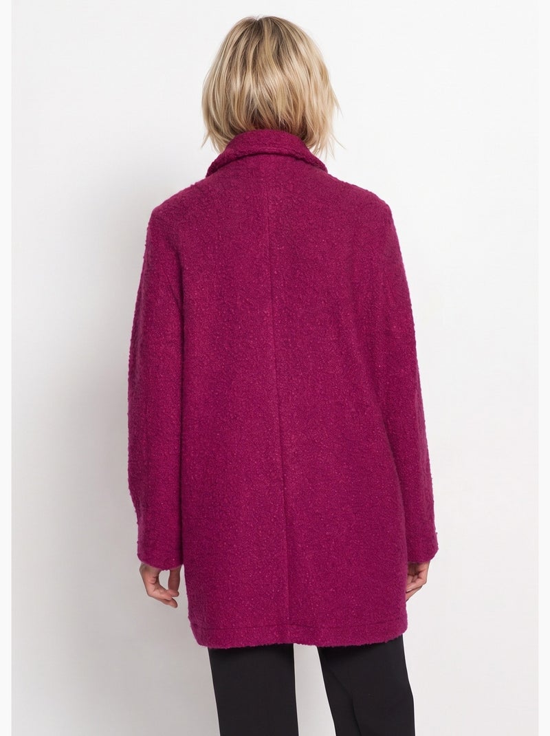 Manteau tissu bouclette mi-long boutonné - afibel Rose - Kiabi