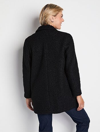 Manteau tissu bouclette mi-long boutonné