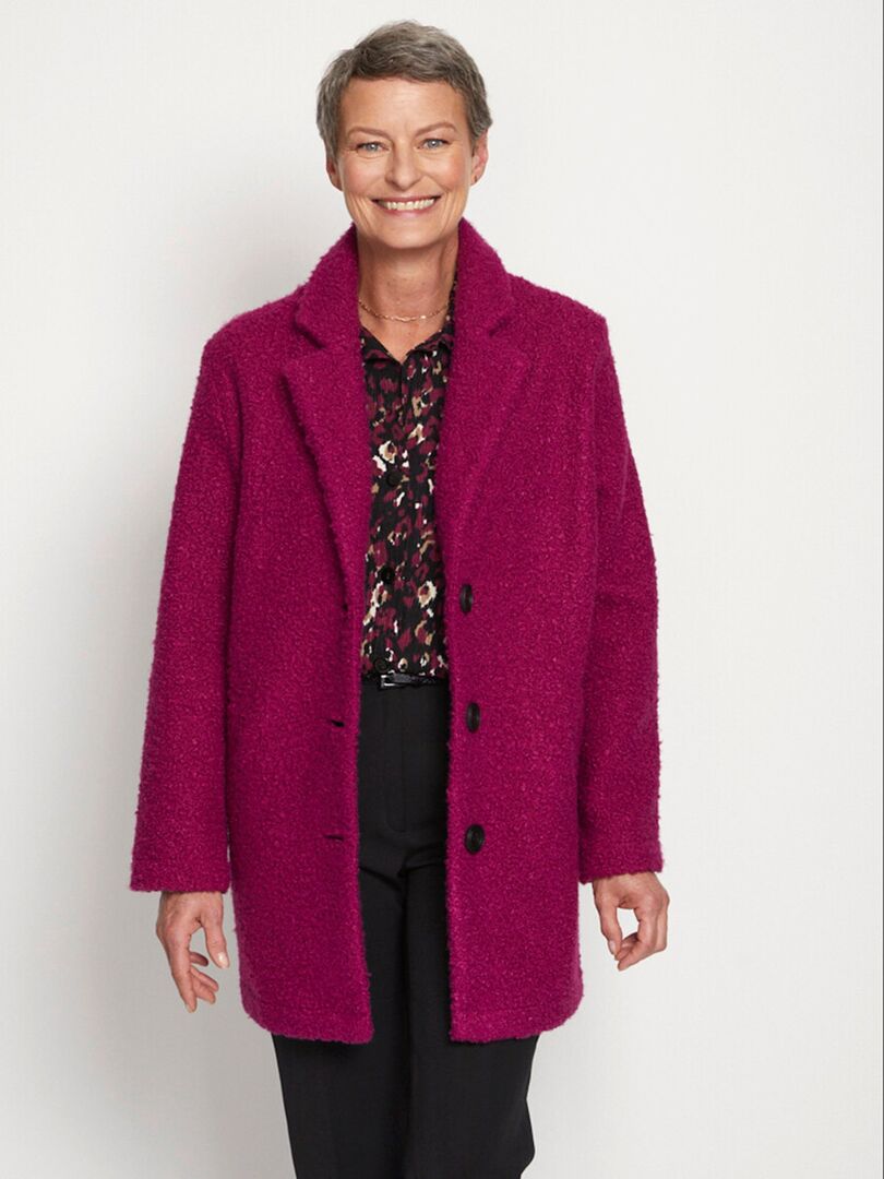 Manteau bouclette rose sale