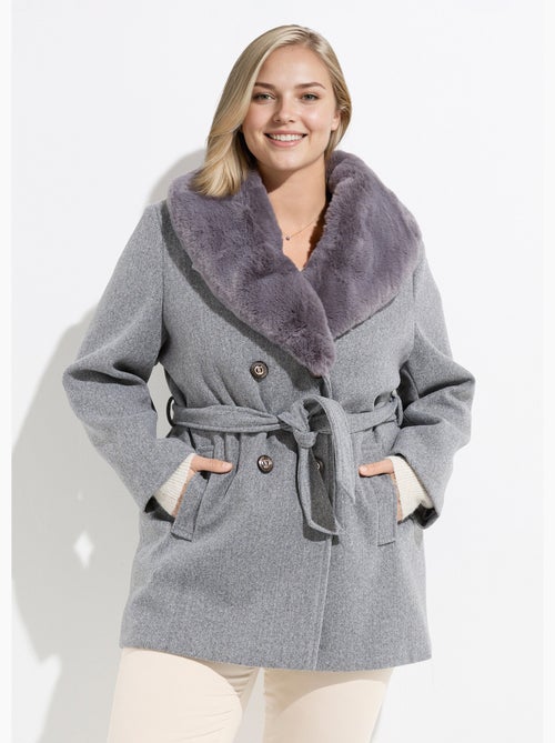 Manteau toucher laineux col fourrure - AFIBEL - Kiabi Manteau toucher laineux col fourrure - AFIBEL - Kiabi