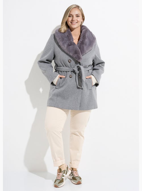 Manteau toucher laineux col fourrure - AFIBEL - Kiabi Manteau toucher laineux col fourrure - AFIBEL - Kiabi